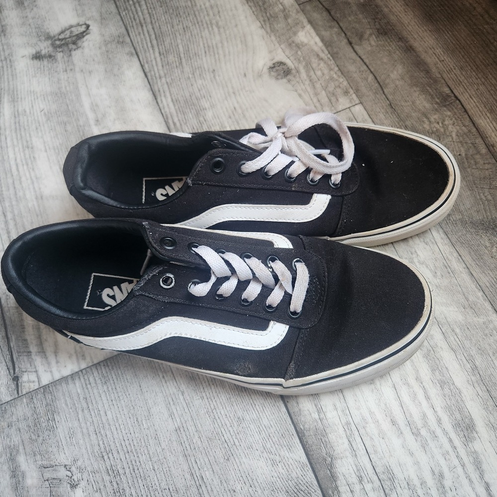 Sz 8 Black & White Old Skool SK8 Vans Off The Wall Women's Classic Sneakers Flaw